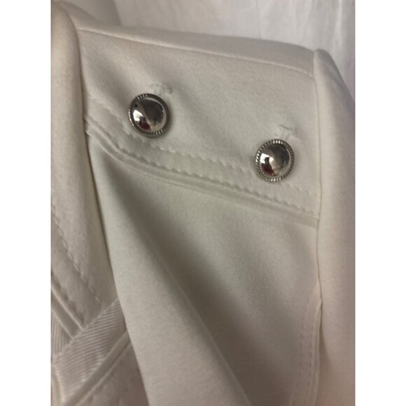 White House Black Market Ivory Blazer Silver Stud Accents 4 Padded Shoulders - Picture 4 of 16